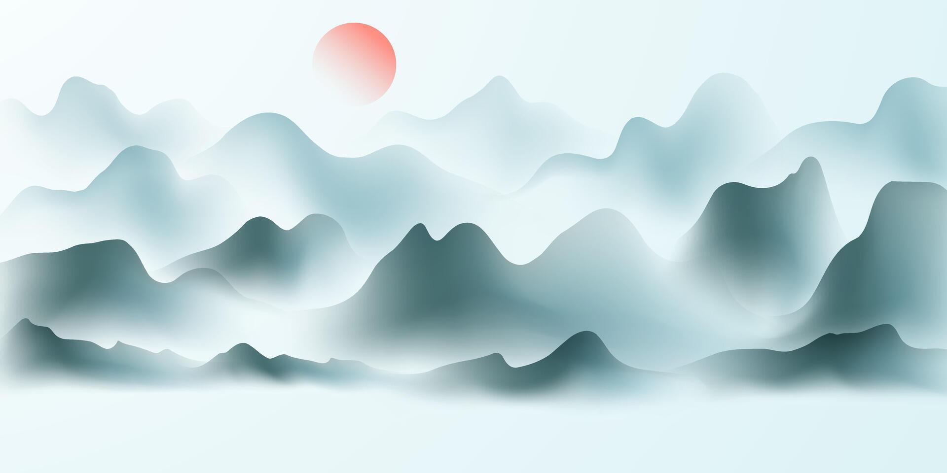 modern Design Vektor Illustration von schön Chinesisch Tinte Landschaft malen.