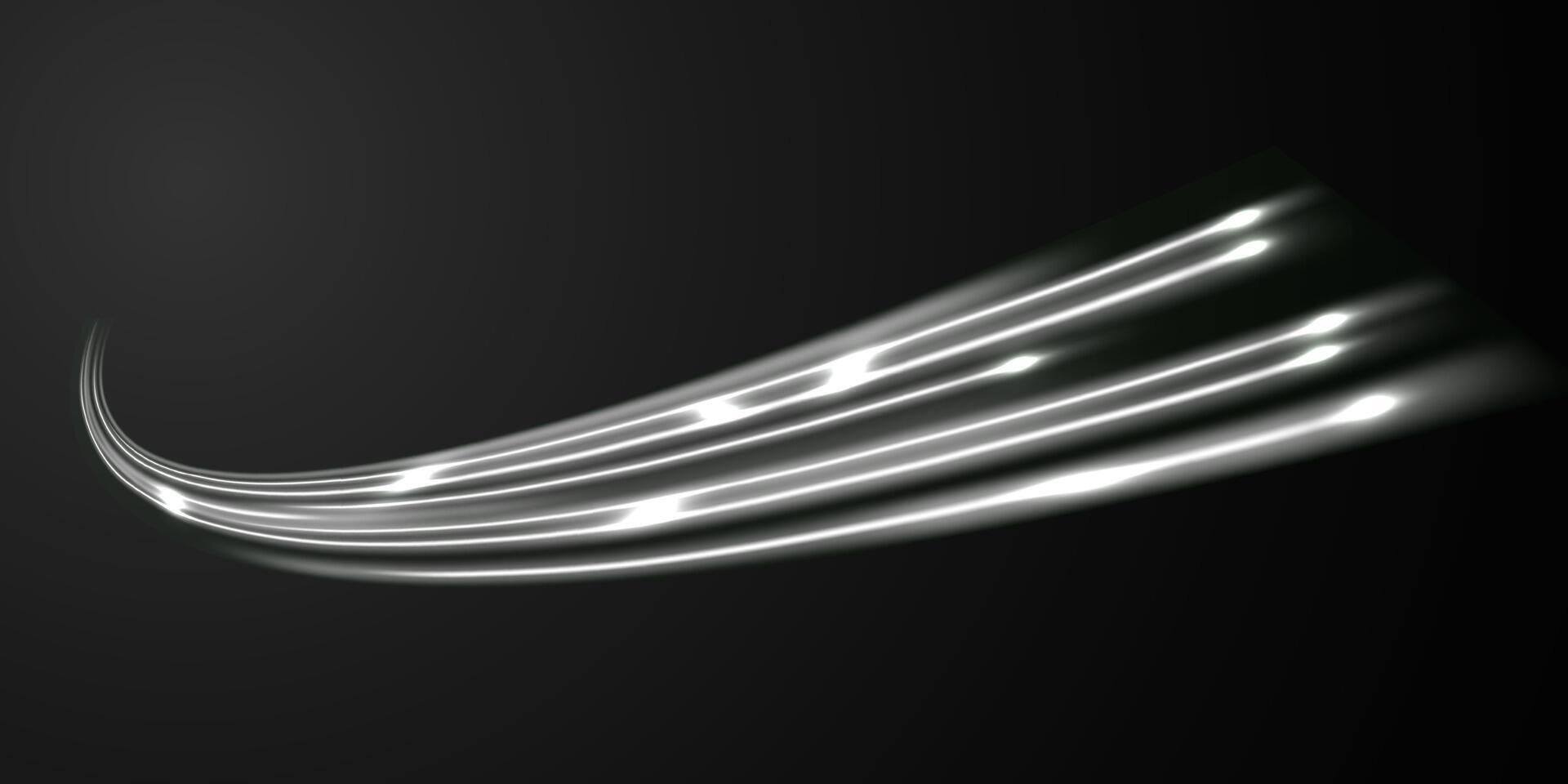 skön abstrakt vit ljus linje effekt design vektor illustration på svart bakgrund