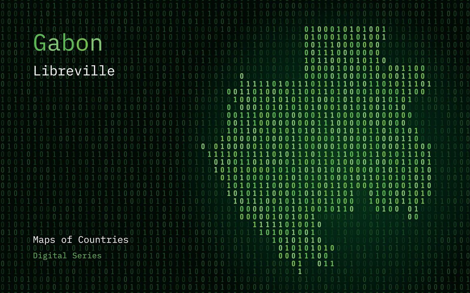 gabon Karte gezeigt im binär Code Muster. Matrix Zahlen, null, eins. Welt Länder Vektor Karten. Digital Serie