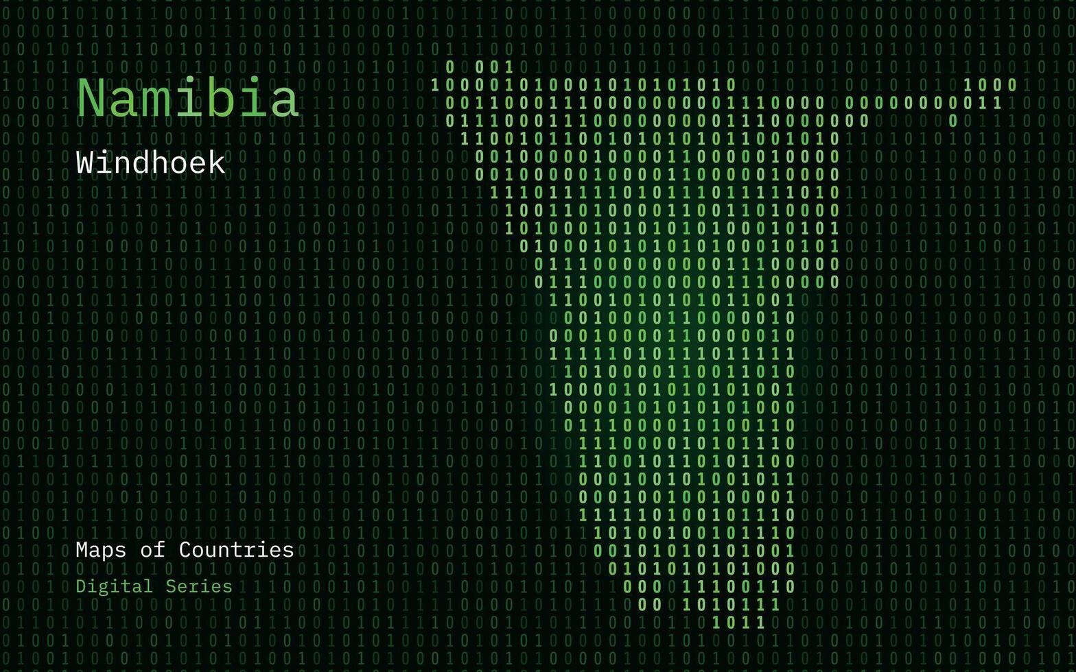 namibia Karta visad i binär koda mönster. tsmc. matris tal, noll, ett. värld länder vektor Kartor. digital serier