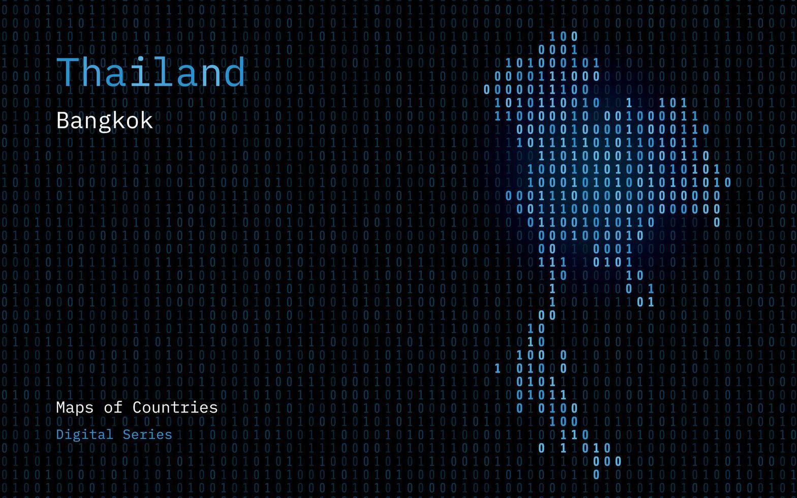 thailand Karta visad i binär koda mönster. matris tal, noll, ett. värld länder vektor Kartor. digital serier