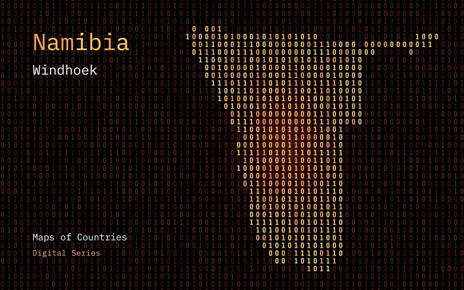 namibia Karta visad i binär koda mönster. tsmc. matris tal, noll, ett. värld länder vektor Kartor. digital serier