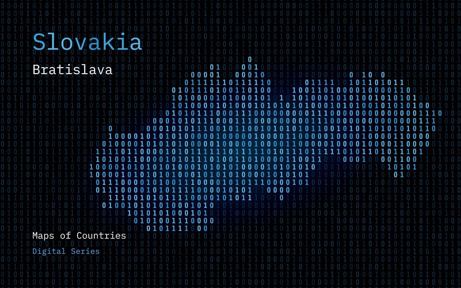 Slowakei Karte gezeigt im binär Code Muster. Matrix Zahlen, null, eins. Welt Länder Vektor Karten. Digital Serie