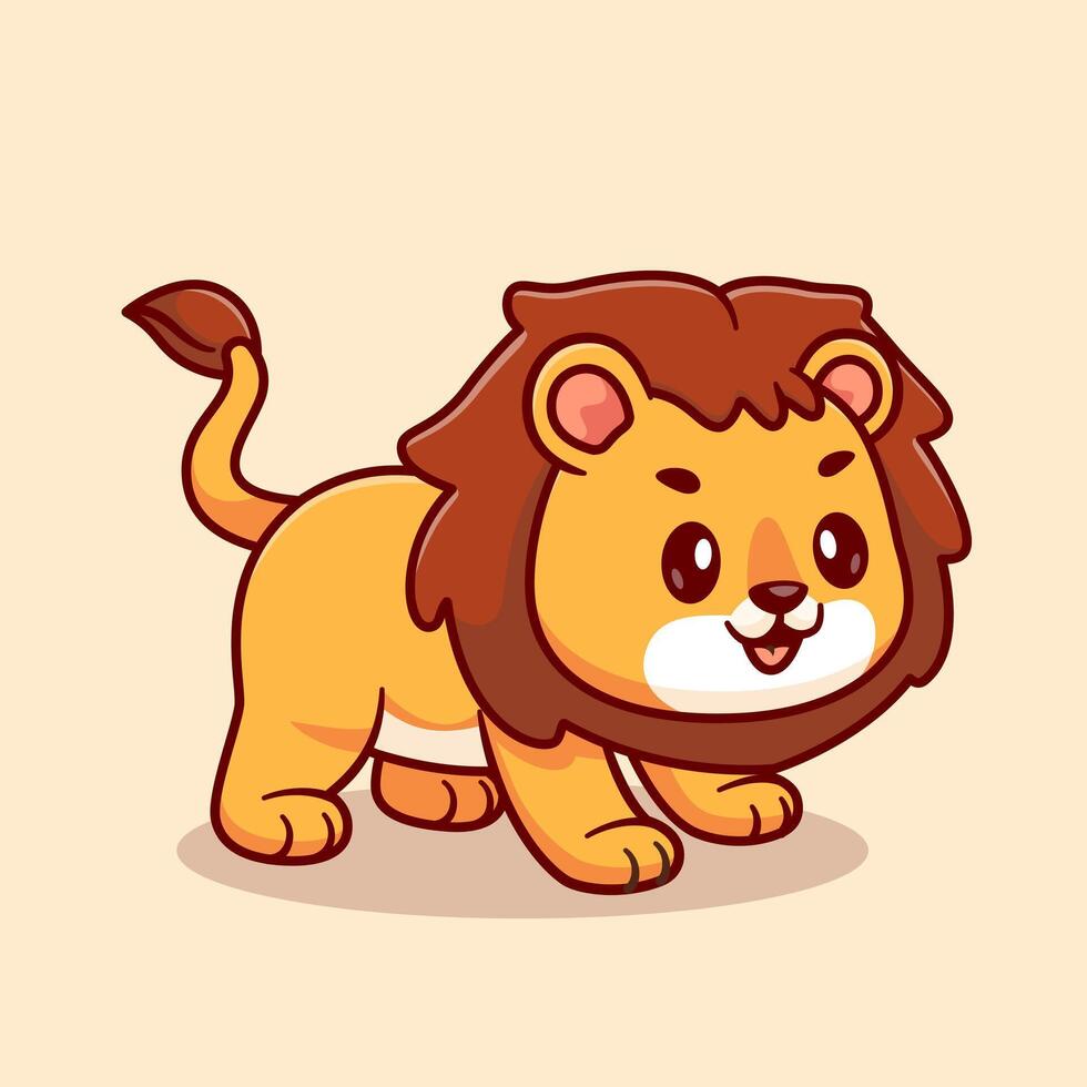 söt lejon spelar tecknad serie vektor ikon illustration. djur- natur ikon begrepp isolerat premie vektor. platt tecknad serie stil