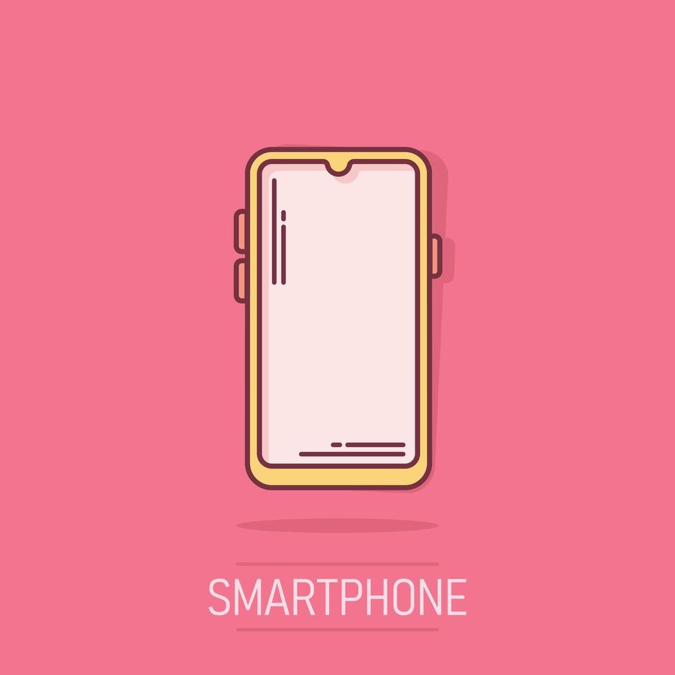 Smartphone-Symbol für leeren Bildschirm im Comic-Stil. handy-cartoon vektor