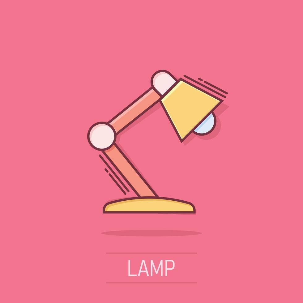 Lampe Symbol im Comic Stil. die Glühbirne Karikatur Vektor Illustration auf isoliert Hintergrund. Elektrizität Spritzen bewirken Geschäft Konzept.