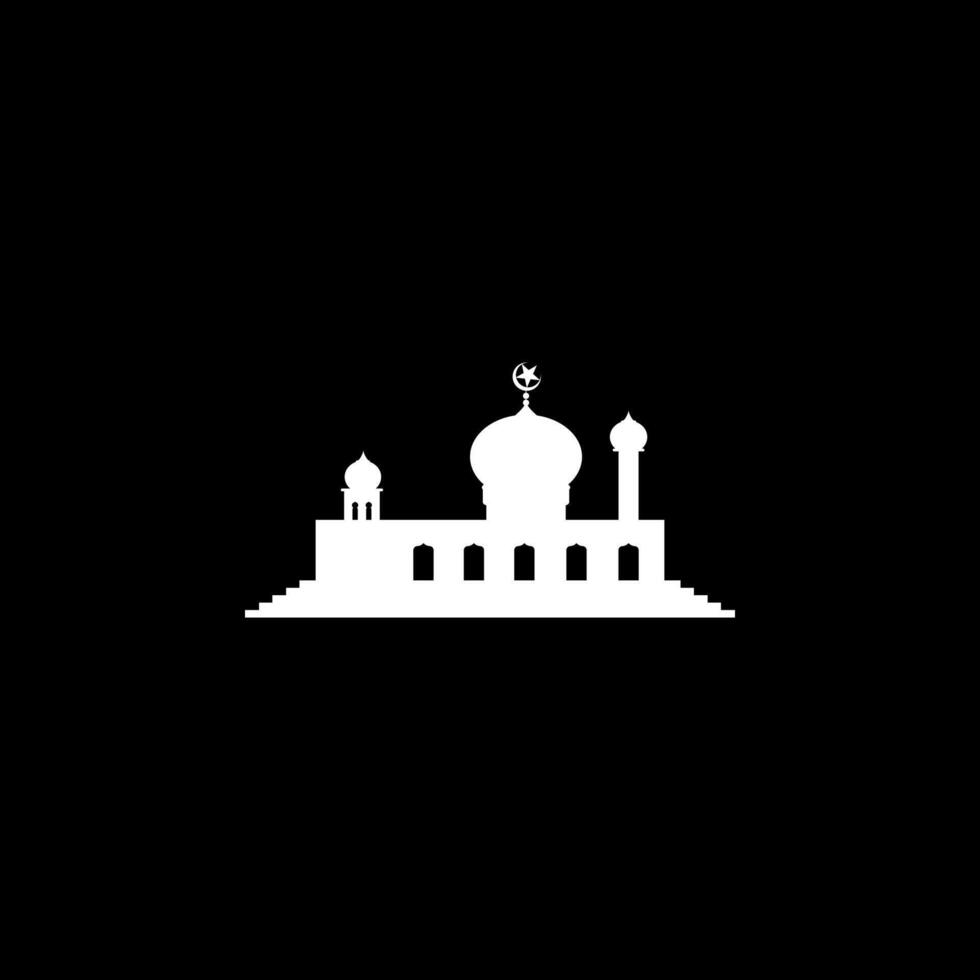 Moschee Silhouette, eben Stil. können verwenden zum Kunst Illustration, Dekoration, Hintergrund, Hintergrund, Apps, Webseite, Logo Gramm, Piktogramm, Gruß Karte oder zum Grafik Design Element. Vektor Illustration