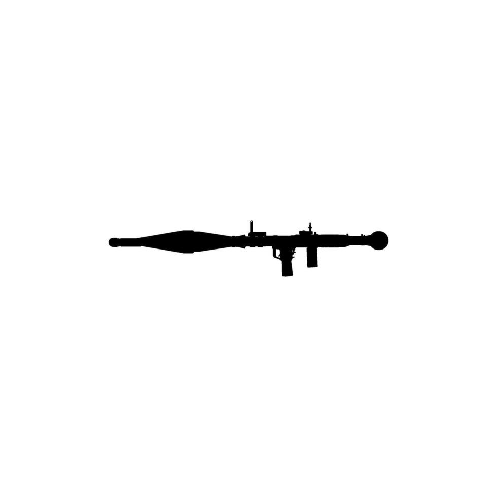 Silhouette von das Bazooka oder Rakete Startprogramm Waffe, ebenfalls bekannt wie Rakete angetrieben Granate oder Rollenspiel, eben Stil, können verwenden zum Kunst Illustration, Piktogramm, Webseite, Infografik oder Grafik Design Element vektor