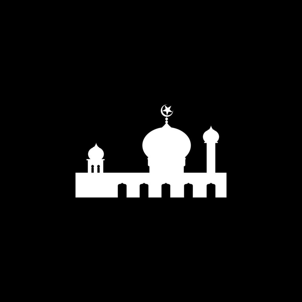 Moschee Silhouette, eben Stil. können verwenden zum Kunst Illustration, Dekoration, Hintergrund, Hintergrund, Apps, Webseite, Logo Gramm, Piktogramm, Gruß Karte oder zum Grafik Design Element. Vektor Illustration