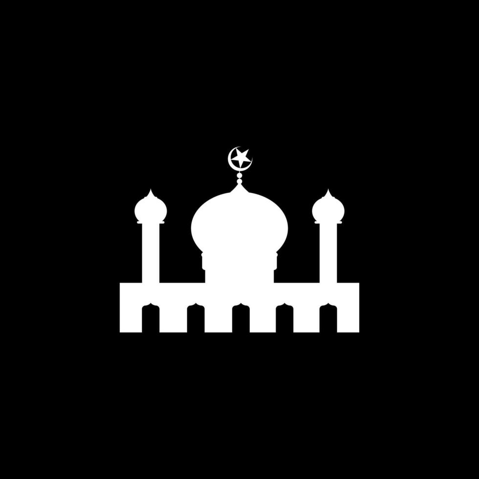 Moschee Silhouette, eben Stil. können verwenden zum Kunst Illustration, Dekoration, Hintergrund, Hintergrund, Apps, Webseite, Logo Gramm, Piktogramm, Gruß Karte oder zum Grafik Design Element. Vektor Illustration