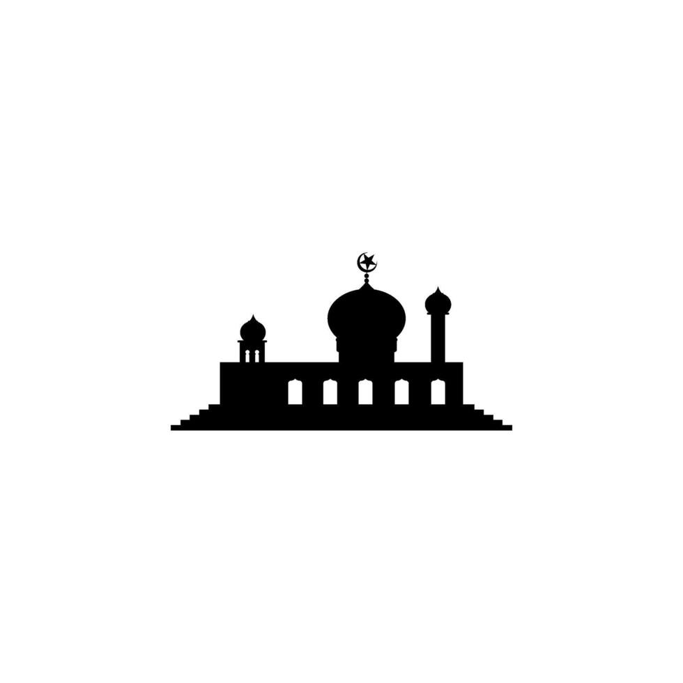 Moschee Silhouette, eben Stil. können verwenden zum Kunst Illustration, Dekoration, Hintergrund, Hintergrund, Apps, Webseite, Logo Gramm, Piktogramm, Gruß Karte oder zum Grafik Design Element. Vektor Illustration