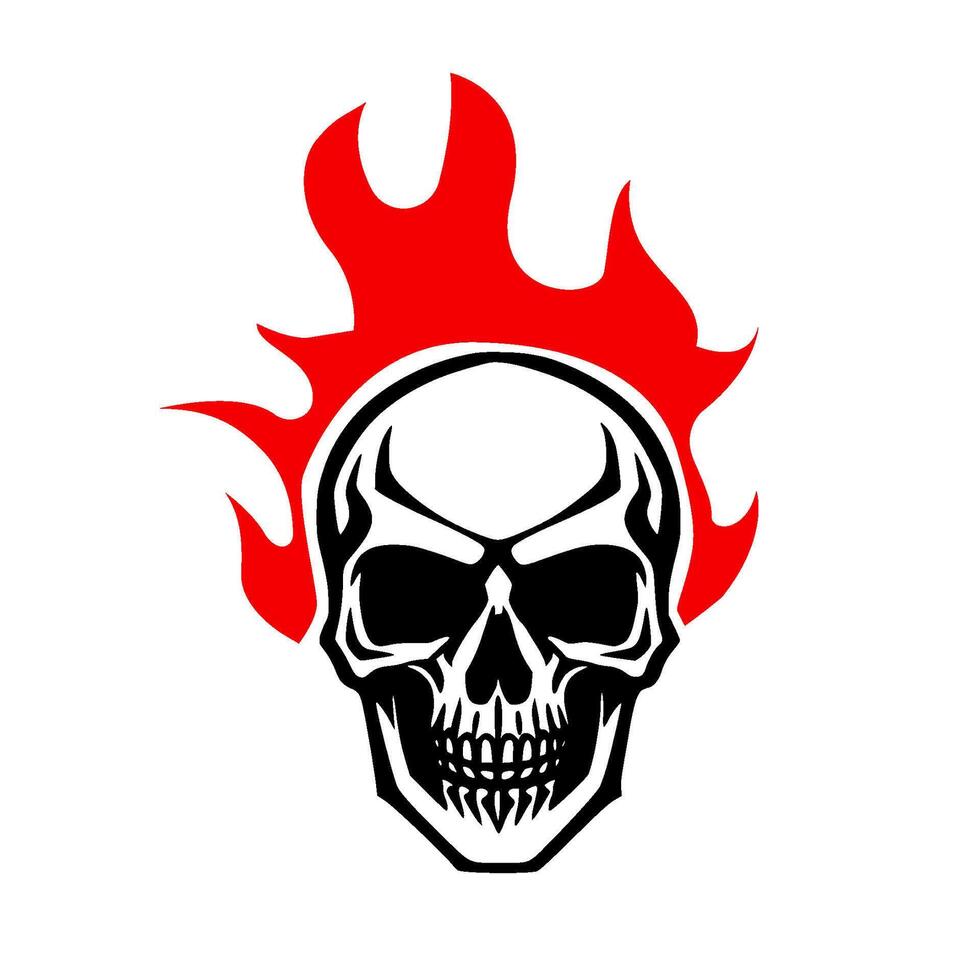 Schädel auf Feuer Logo eben Vektor Design