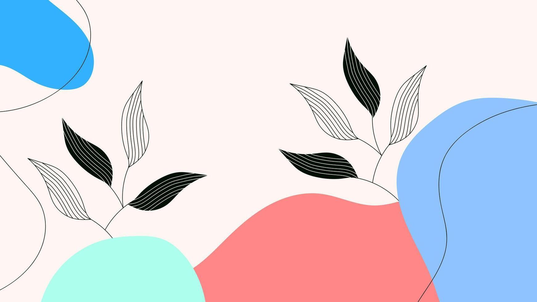 abstrakt ästhetisch Hintergrund Hand gezeichnet organisch gestalten mit Blatt Pflanze Ornament Pastell- eben Farbe Design Vektor Vorlage zum Hintergrund, Abdeckung, Poster