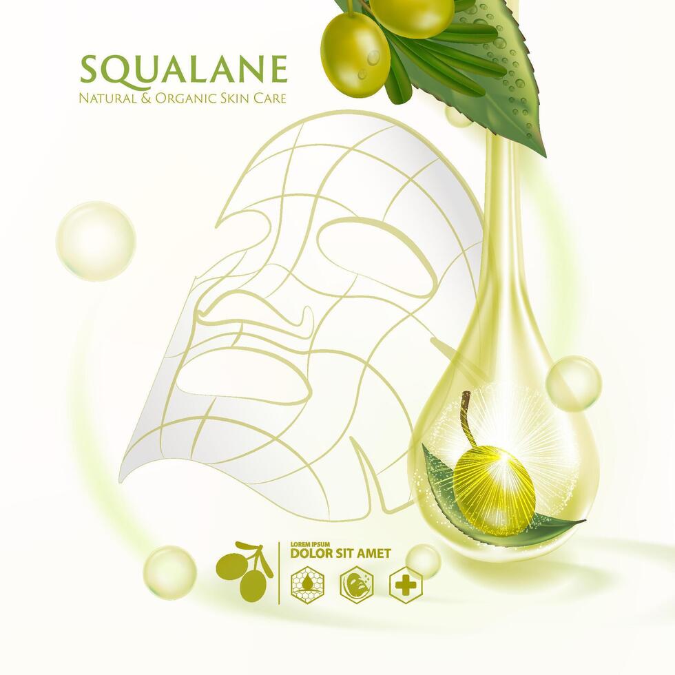 begrepp av squalane serum hud vård kosmetisk affisch, baner design vektor