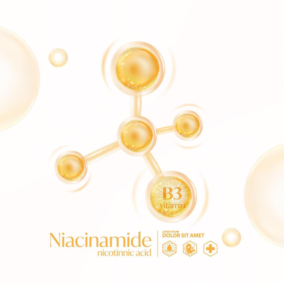 Niacinamid, Niacin, Nikotinsäure Acid Serum Haut Pflege Kosmetik, vektor