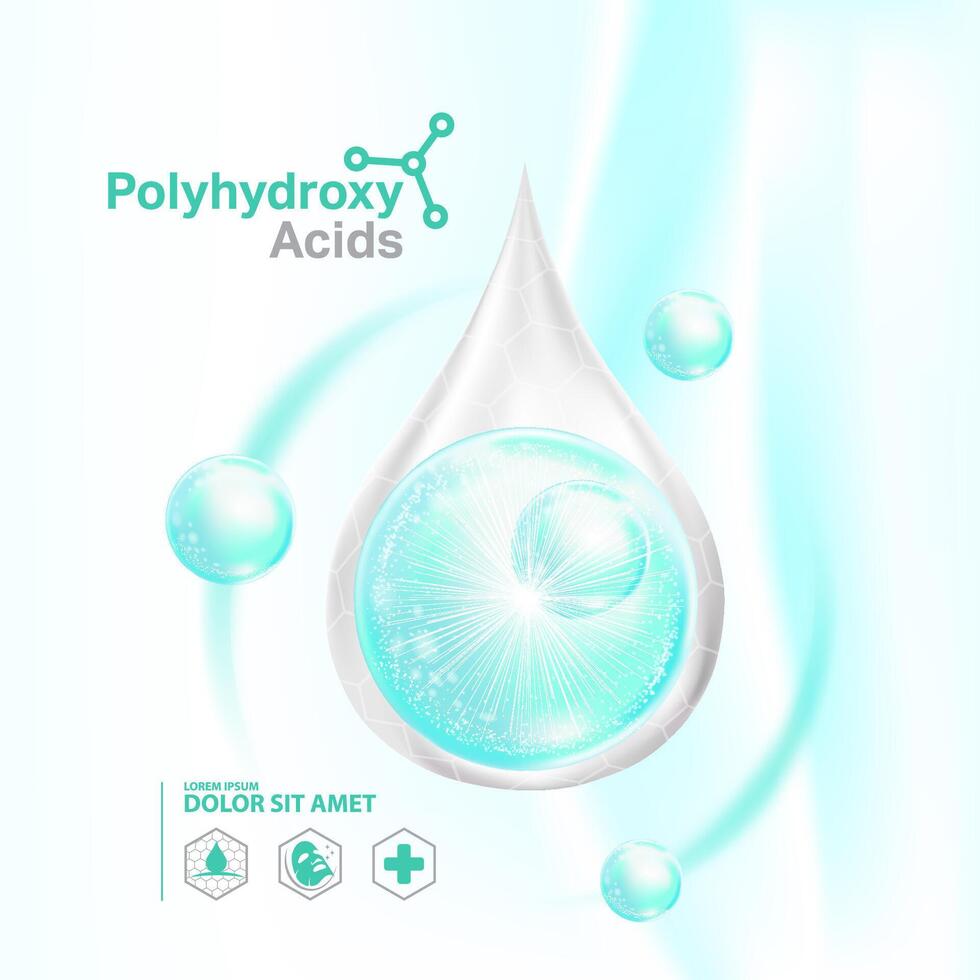 Polyhydroxyl Säuren ,pha Serum Haut Pflege Kosmetik, vektor