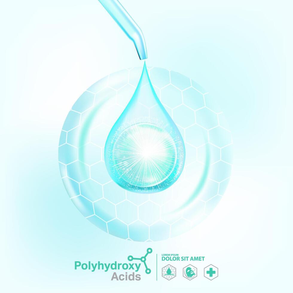 Polyhydroxyl Säuren ,pha Serum Haut Pflege Kosmetik, vektor