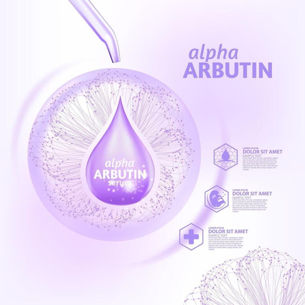 alfa arbutin kollagen serum hud vård kosmetisk vektor