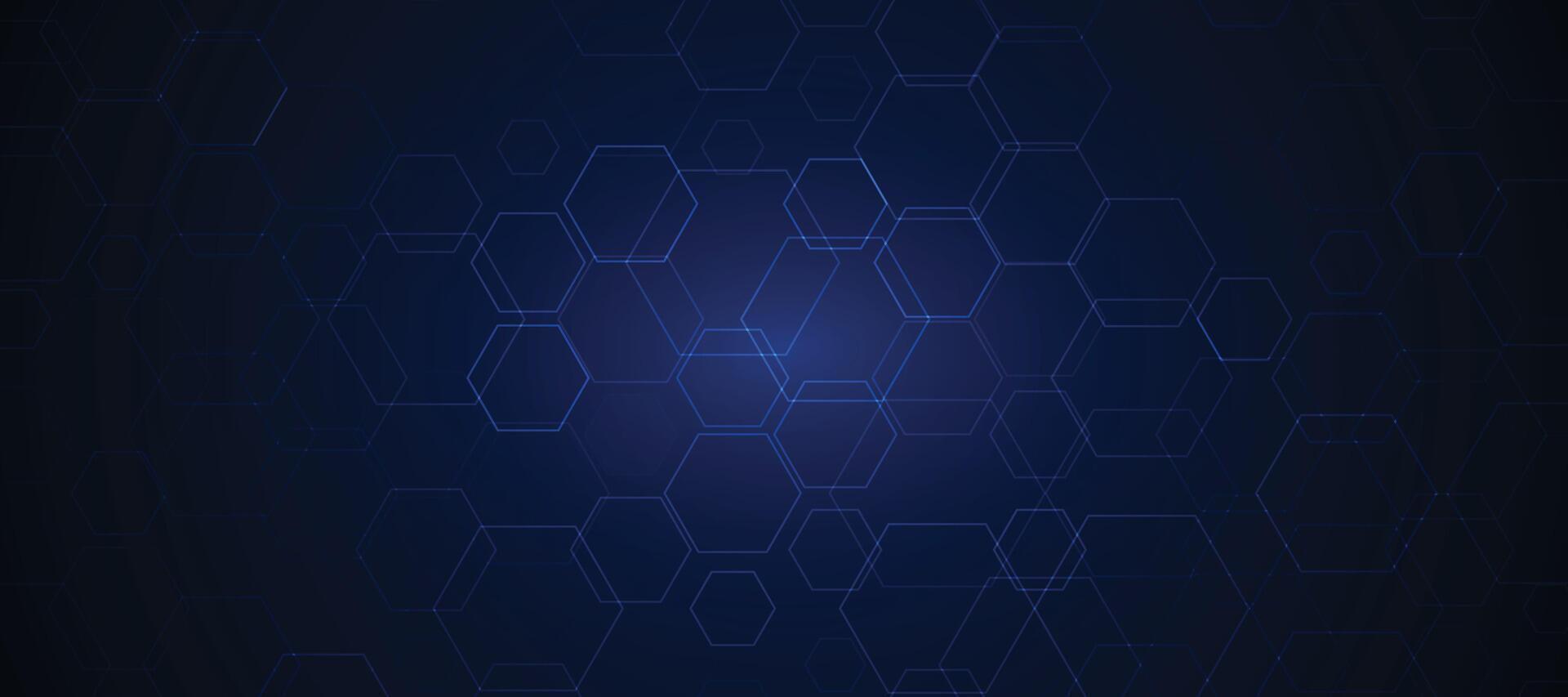 abstrakt blå hexagonal bakgrund för trogen digital hi-tech kommunikation innovation design. vektor