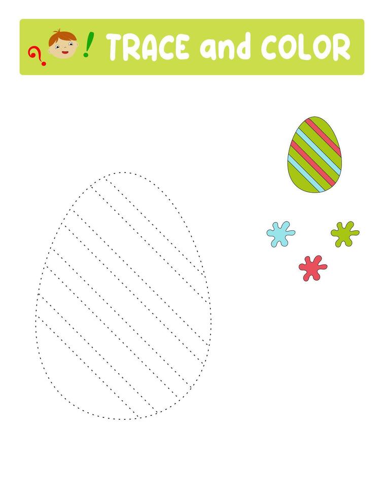 Spur und Farbe . Unterhaltung zum Kinder. Ausbildung Blatt. Arbeitsblatt. Ostern Ei vektor