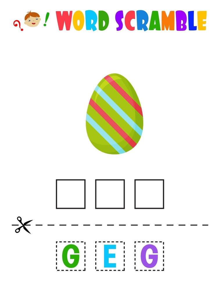 Wort Gerangel. Ostern Ei. lehrreich Blatt zum Kinder vektor