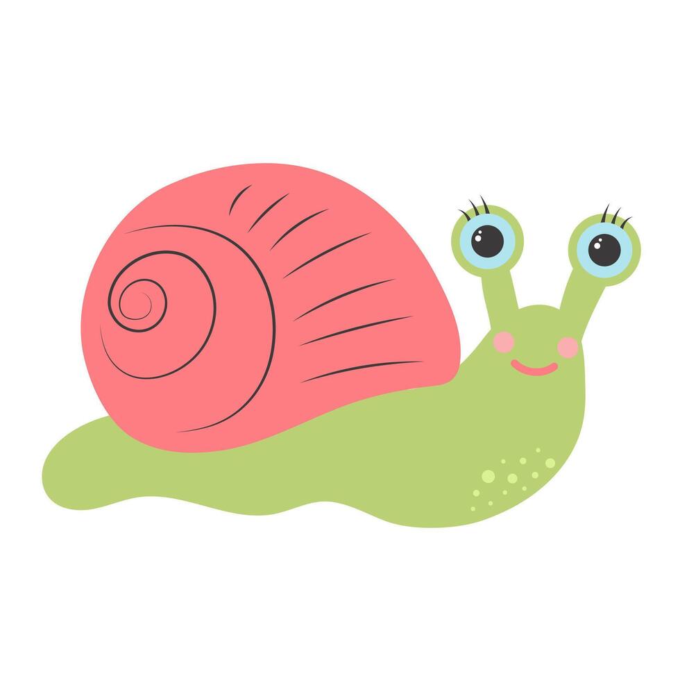 süß wenig Schnecke. Vektor Illustration isoliert auf Weiß Hintergrund.