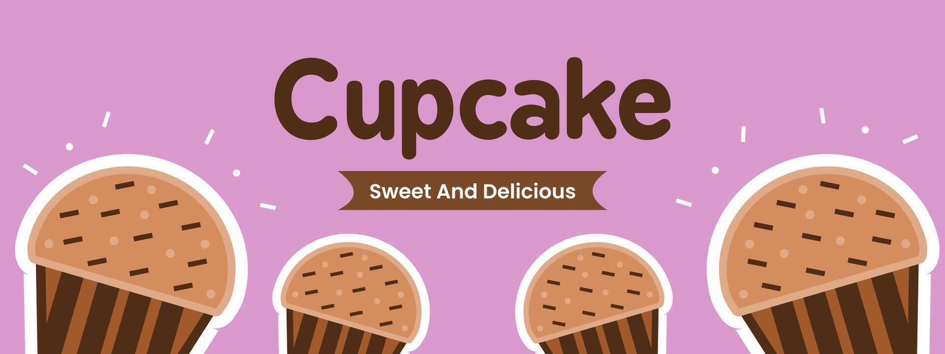 süß Karikatur Stil Cupcake Illustration Banner vektor