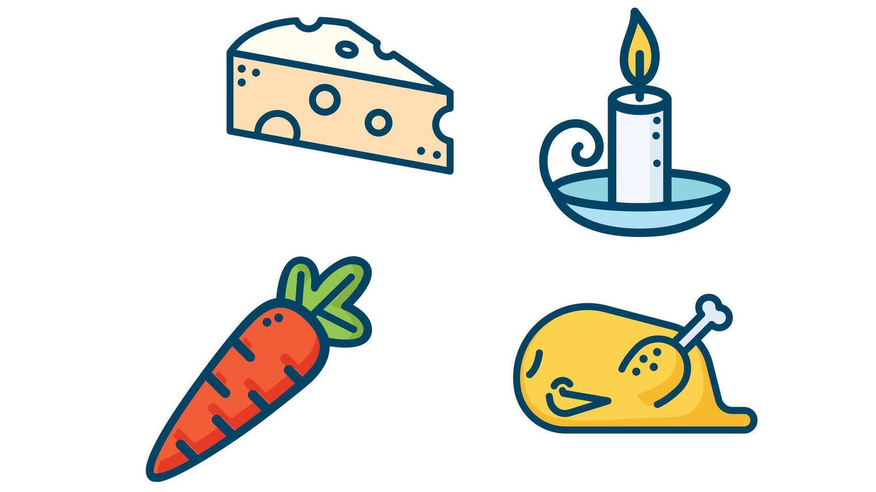 Essen einstellen Symbole mit gesund und ungesund Artikel Vektor Illustration