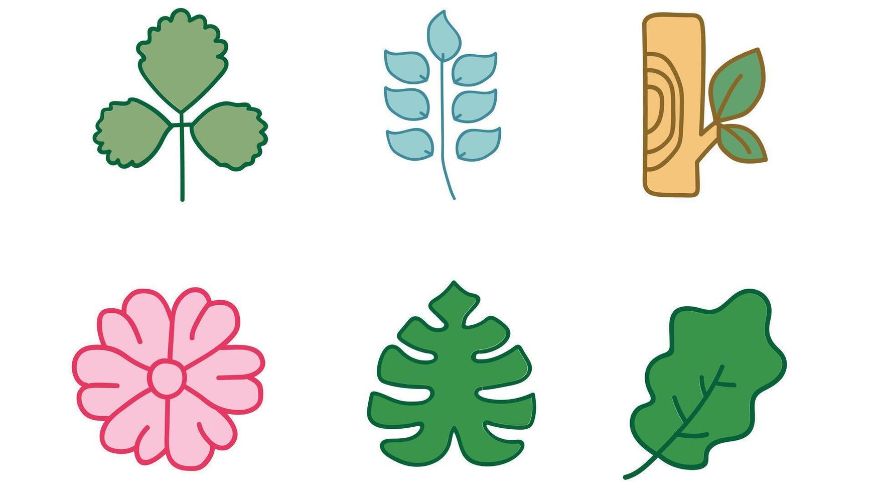 natürlich Blätter und Bäume Design Vektor Symbole isoliert Illustration