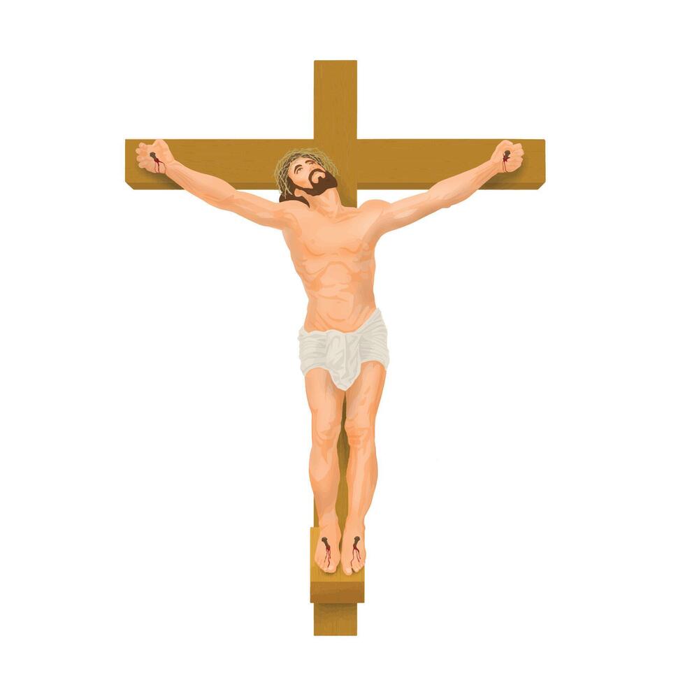 Jesus christ crucifixion på korsa religiös symbol av kristendomen vektor