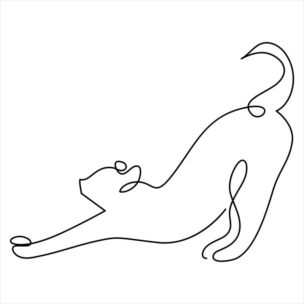 kontinuerlig ett linje katt sällskapsdjur teckning ut linje vektor illustration design