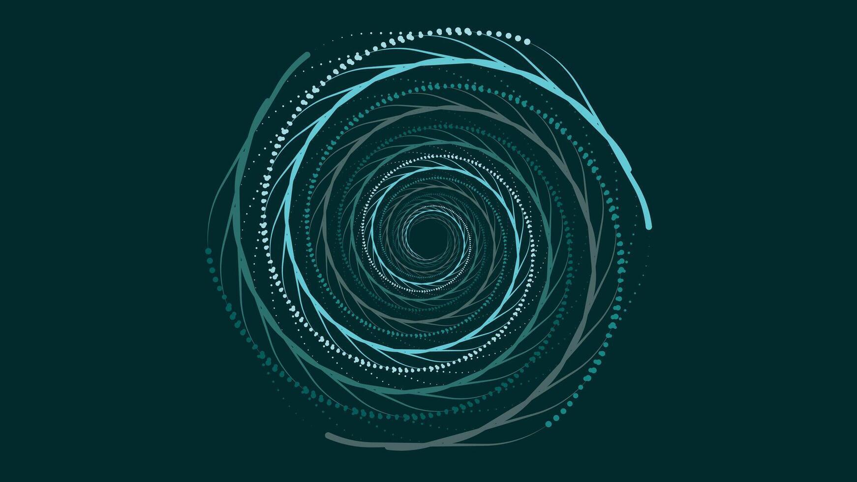 abstrakt spiral prickad brådskande karaktär runda blomma mörk grön bakgrund. vektor