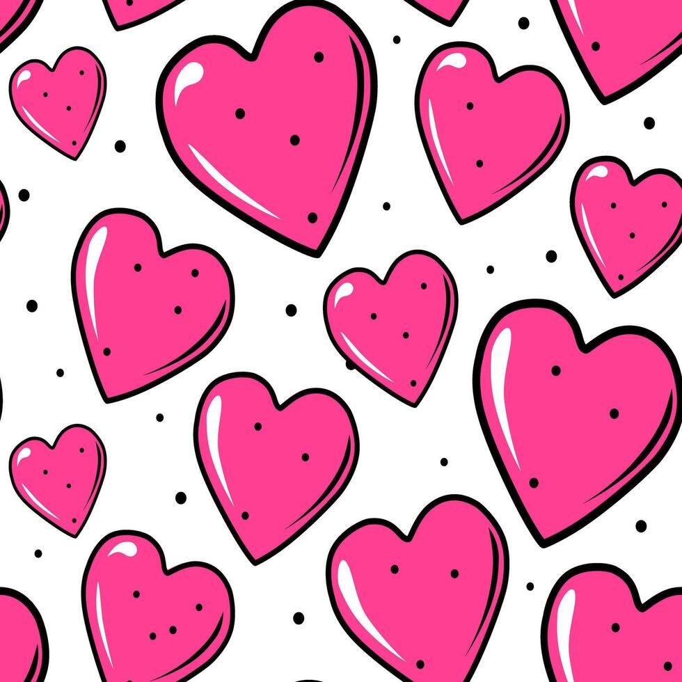 nahtlos Vektor Muster mit handgemalt Rosa Herzen. Hintergrund durch Valentinstag Tag. zum Scrapbooking, Kinder Kleidung, Kleid und Textil-