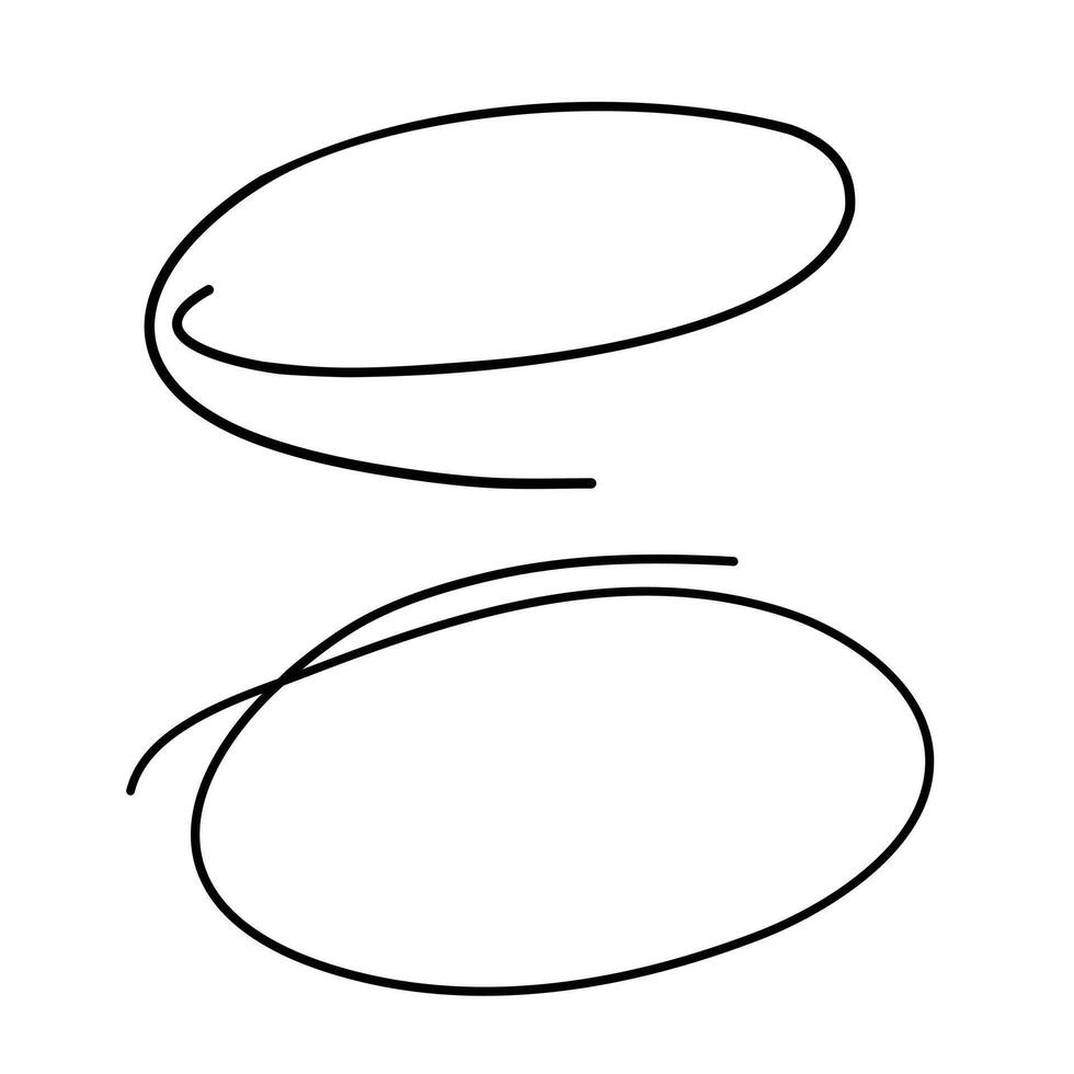 vektor abstrakt uppsättning av linje runda ramar. svart oval klotter skiss. isolerat bläck dragen cirkel rader element för design. Tal bubblor för ord och text