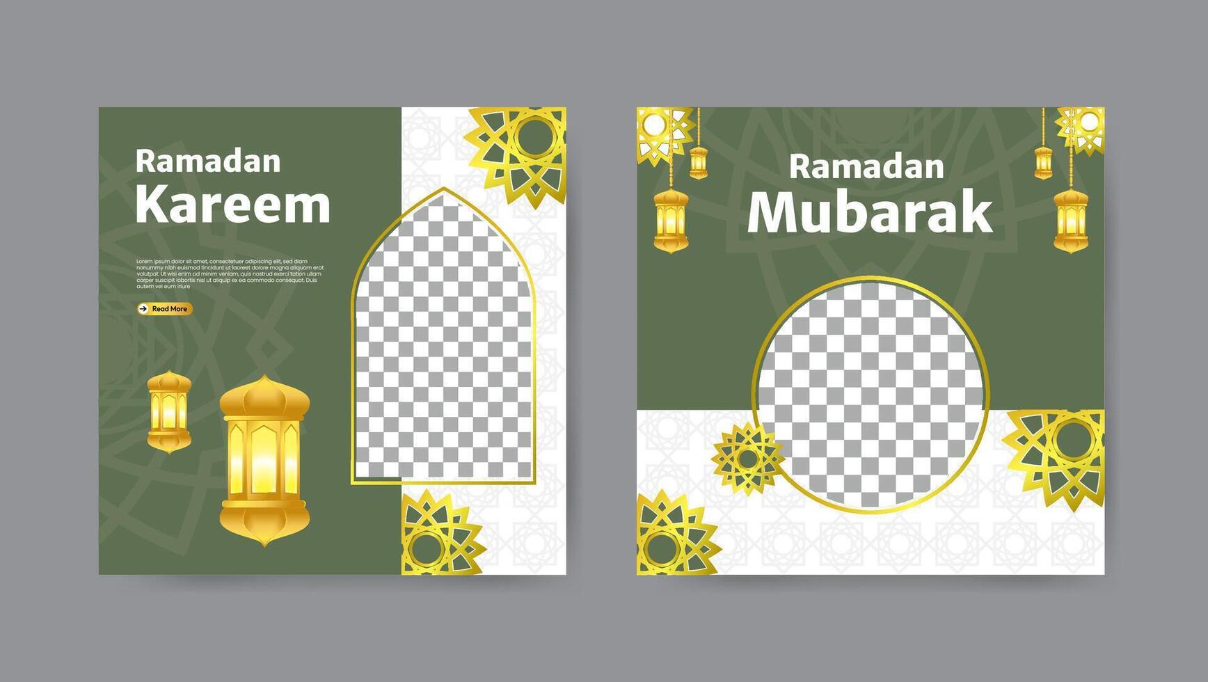 samling av trendig ramadan kareem social media posta mallar. fyrkant baner design bakgrund. vektor
