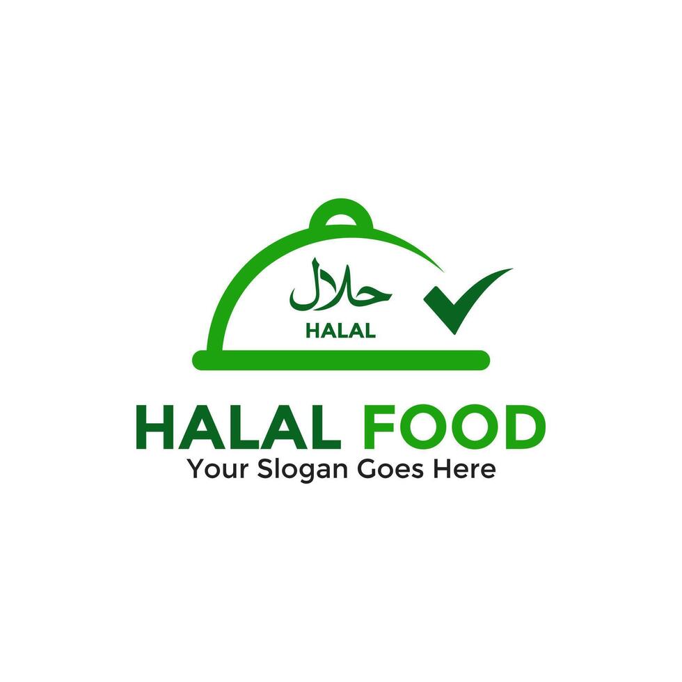 halal mat Produkter logotyp mall design. vektor illustration.