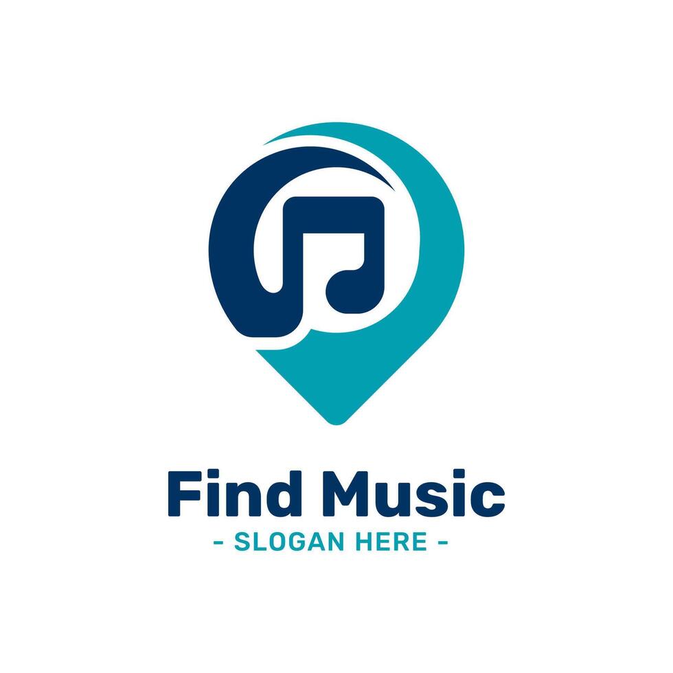 finden Musik- Logo Design Vorlage. Musical Symbol mit Punkt Ort Kombination. vektor