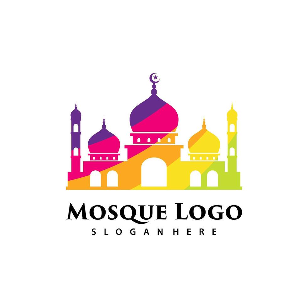islamic färgrik logotyp vektor, kreativ muslim design, enkel moské logotyp design vektor
