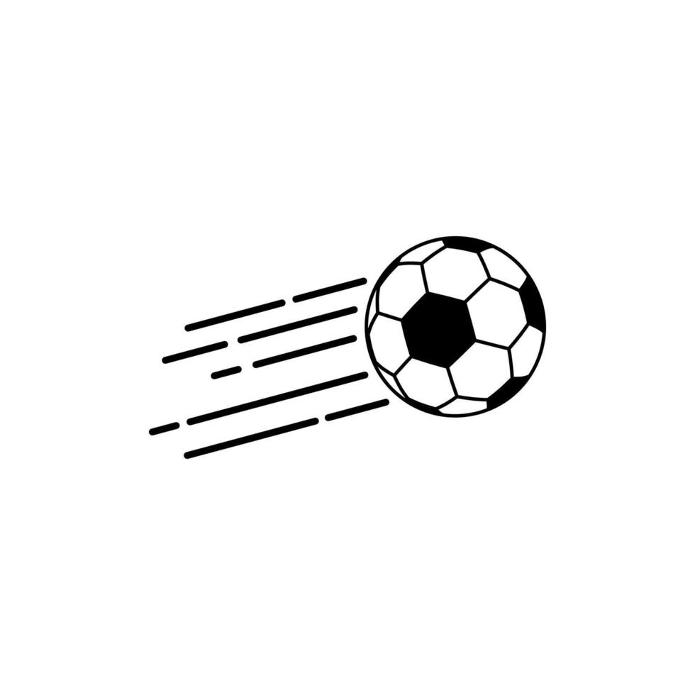 fotboll logotyp vektor. fotboll boll logotyp flygande genom de luft med böjd rörelse stigar. vektor