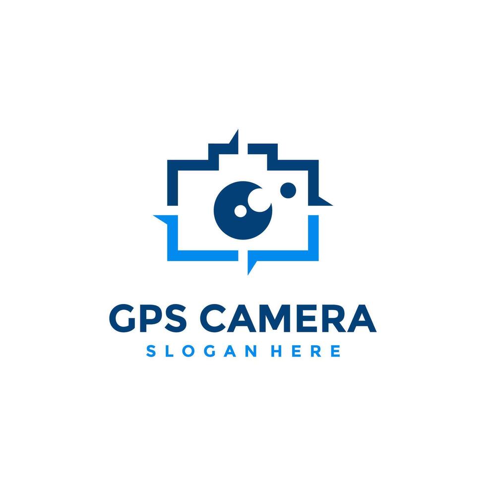 gps kamera logotyp design mall. abstrakt kombination av kamera med navigering stift ikon vektor. begrepp av plats för fotografi. platt stil för grafisk design, logotyp, webb, ui. vektor