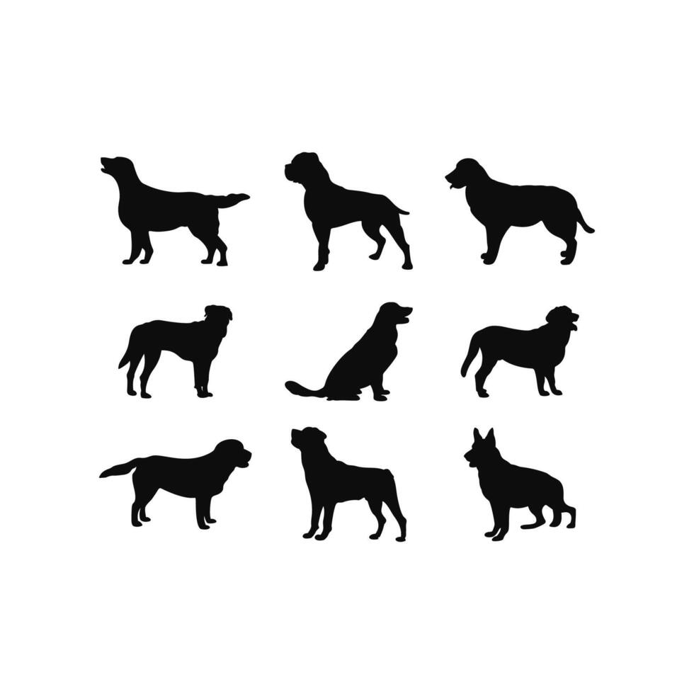 uppsättning hund svart logotyp vektor, ikon, symbol, illustration design mall. isolerat på vit bakgrund. vektor