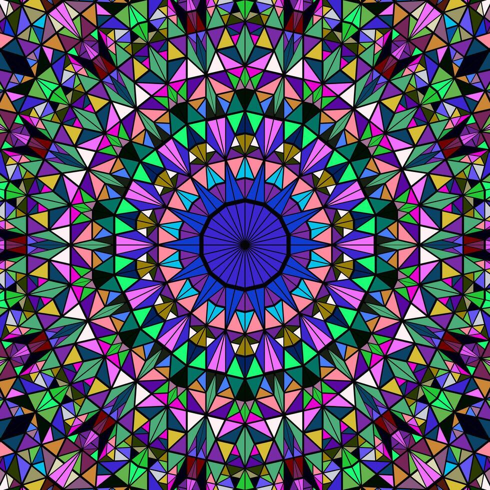 polygonal geometrisk runda mönster bakgrund - psychedelic färgrik hypnotisk abstrakt vektor illustration