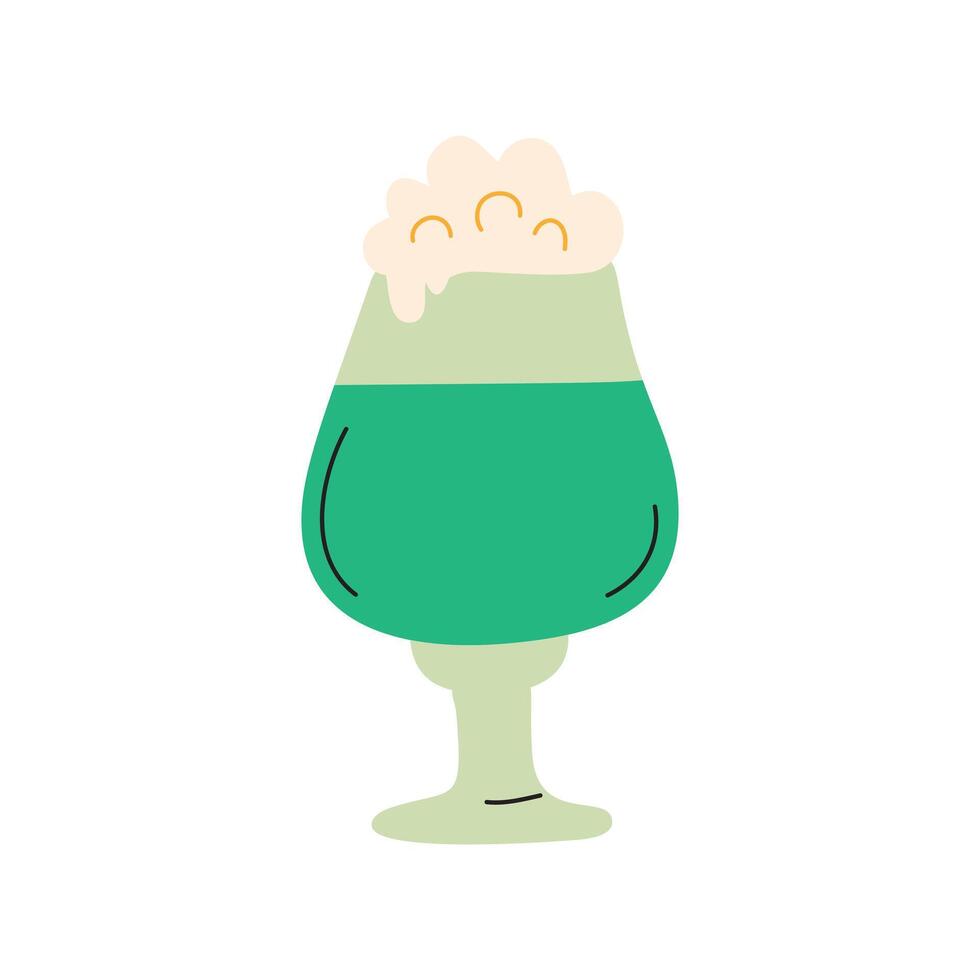 glas av grön öl. enkel färgad öl ikon med tjock skum. bar tema, st Patricks dag konserter. öl festival illustration. öl råna vektor platt illustration.