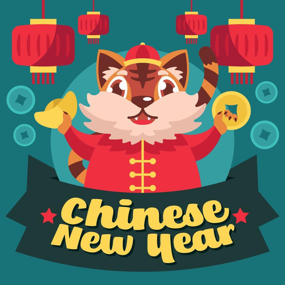 år av tiger kinesiska nyåret vektor