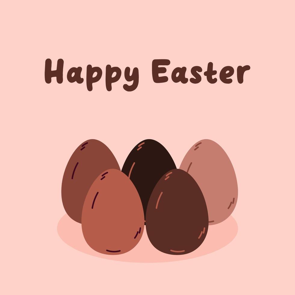 Banner glücklich Ostern. Schokolade Eier. eben Vektor Illustration