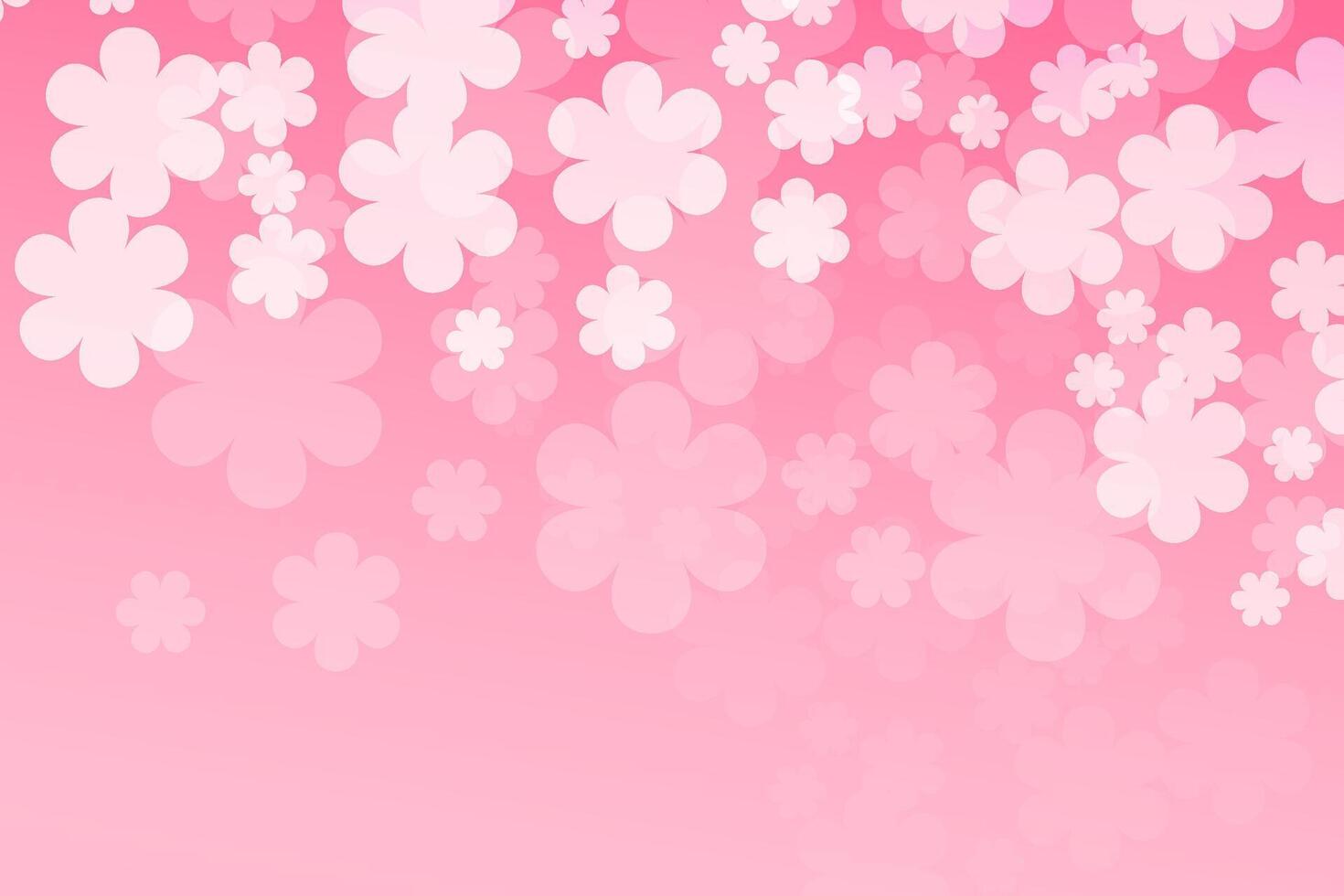 rosa bakgrund med vit blommor. vektor platt illustration. vår är kommande. sakura blommar bakgrund.