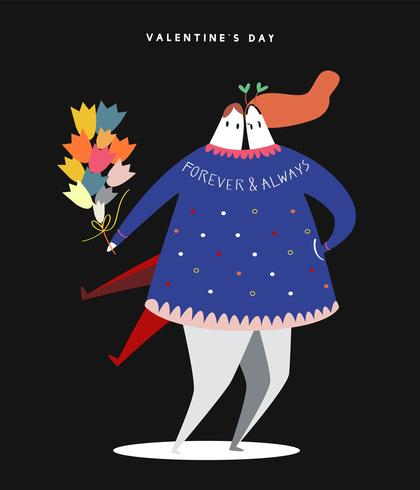 Glückliche Konzeptillustration des heterosexuellen Valentinstags vektor