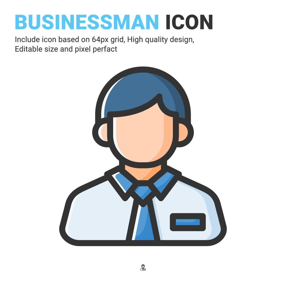 affärsman ikon vektor med kontur färg stil isolerad på vit bakgrund. vektor illustration entreprenör tecken symbol ikon koncept för företag, finans, industri, företag, appar och alla projekt