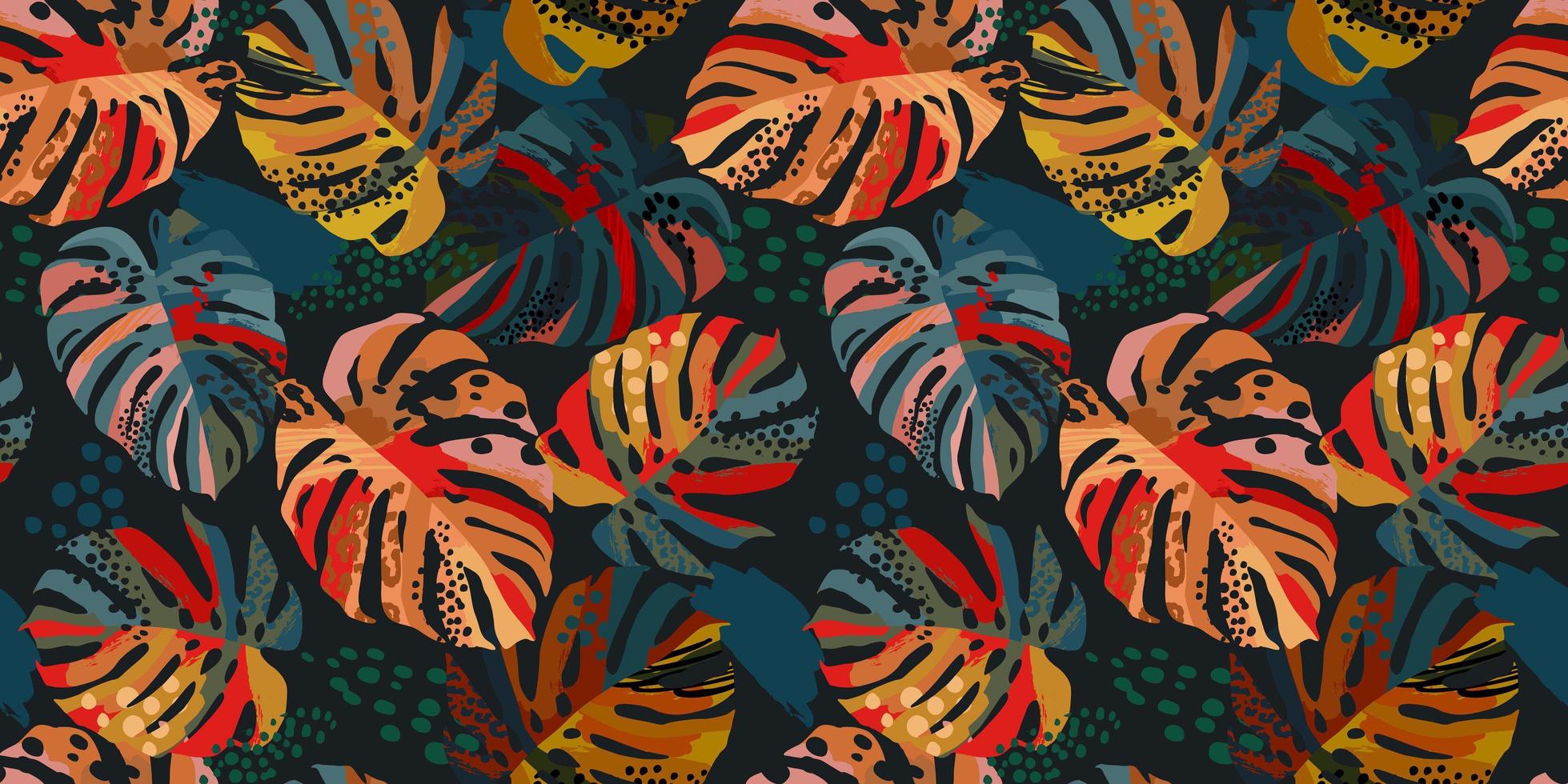 abstrakte Kunst nahtlose Muster mit tropischen Blättern. vektor