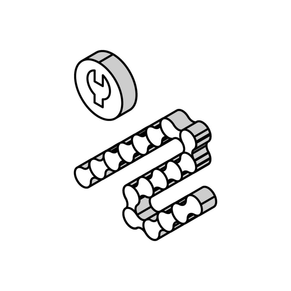 cykel chane reparera och förkortning isometrisk ikon vektor illustration